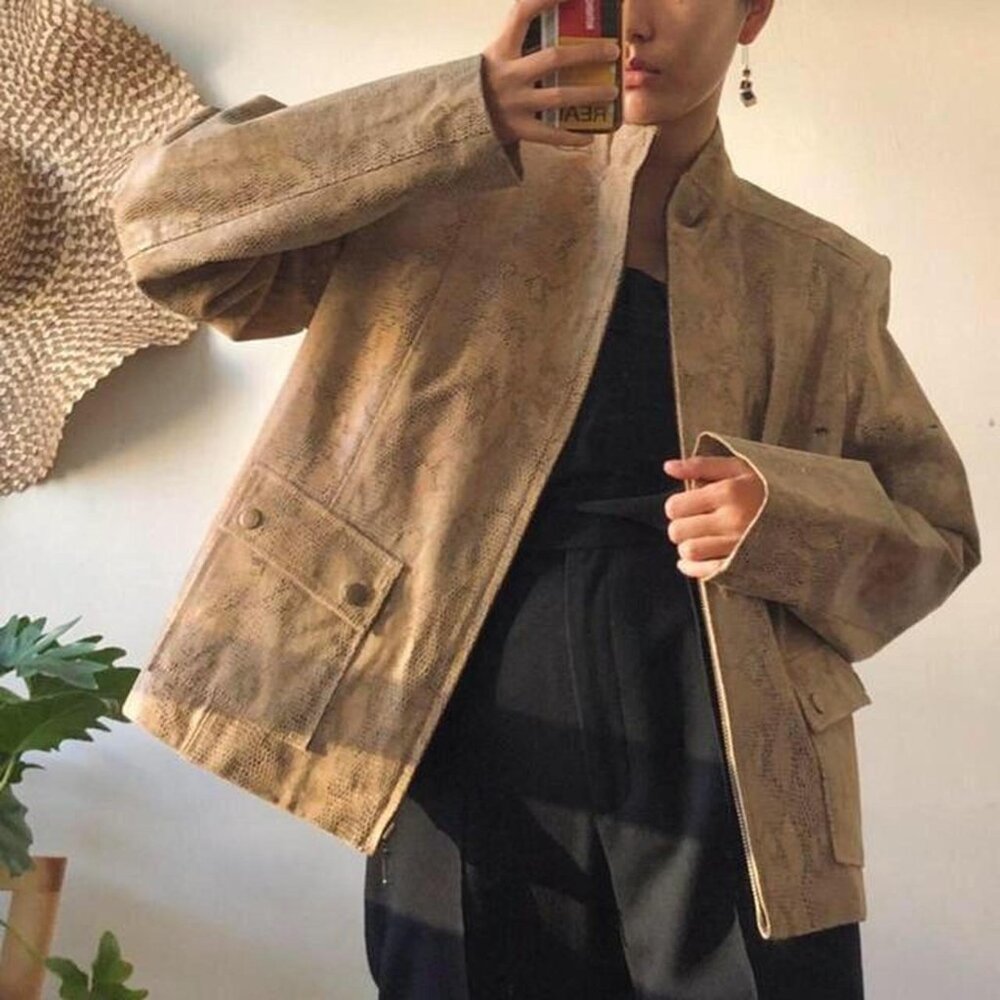 vintage snakeskin genuine leather jacket